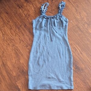 Stylish Blue Ruffle Strap‎ Dress